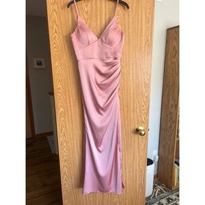 Azazie Rosette Blush Pink Bridesmaids Dress